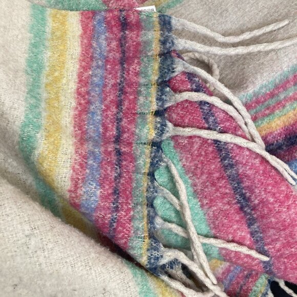 Free People Skye Stripe Throw Blanket 60” x 51” Fringed Boho Striped Fuzzy Cozy - Picture 12 of 14